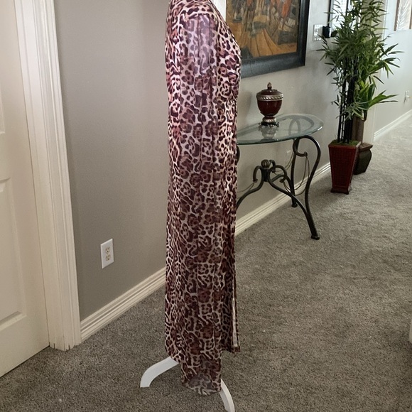 VENUS Brown Leopard Animal Print Party Cocktail Wrap Maxi Dress size M - Picture 2 of 11